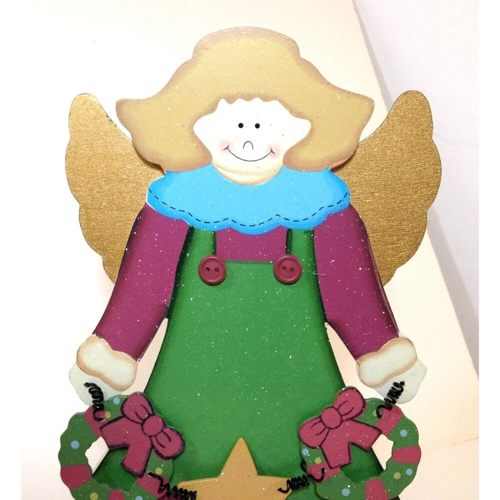 Vintage Wooden Angel Christmas Decoration 11.5